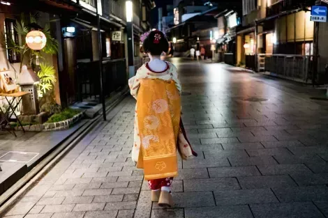 A geisha walking in Gion, Kyoto old town