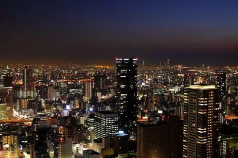 Night view of the city of Osaka