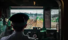 Interior of a Japanese train with the driver