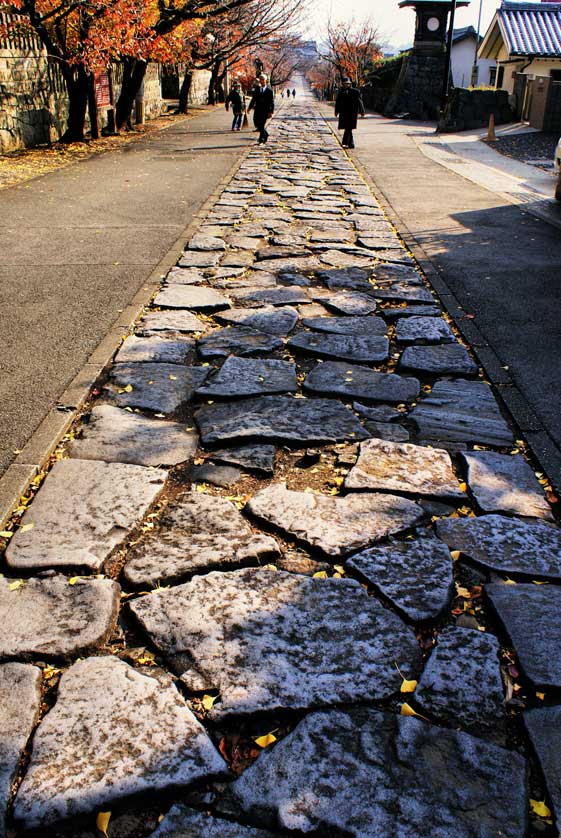 Stone pavement at Honmyoji Temple, Kumamoto, Kyushu, Japan.