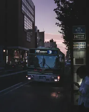 Kyoto bus at night 