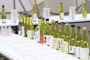 Various sakes available for tasting in Japan