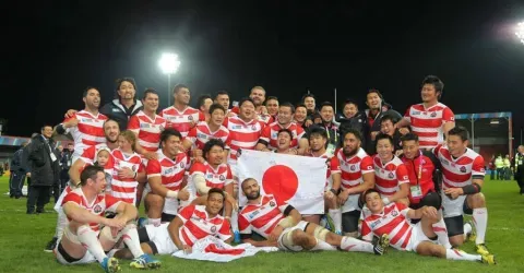 Les Brave Blossoms lors de la coupe du monde de rugby en 2015