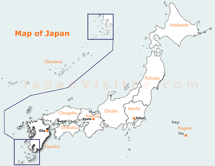 Oita Map, Kyushu.