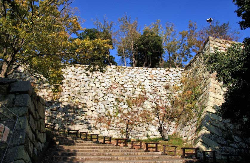 Some of the impressive stone walls at Akashi Castle.