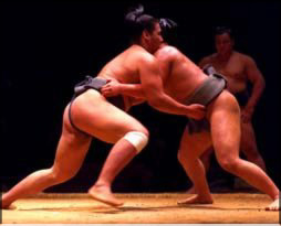 Photograph of Sumo bout.