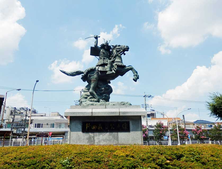 Yoshisada Nitta Statue, Bubaigawara Station, Fuchu, Tokyo.