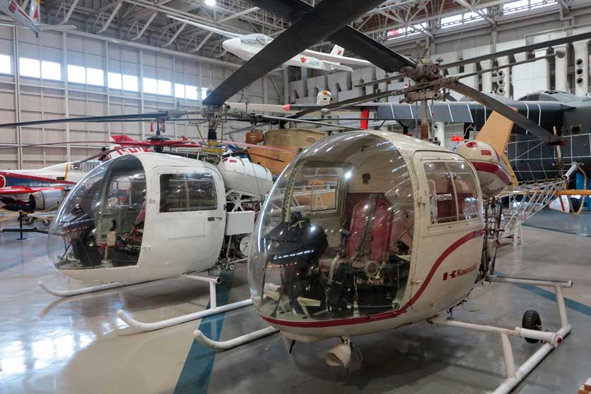 Helicopters on display at the museum in Gifu.