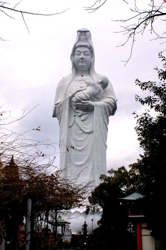 62 meters tall, a Dai Kannon statue of Guze Jibo Kannon at Daihonzan Naritasan Temple in Kurume, Fukuoka.