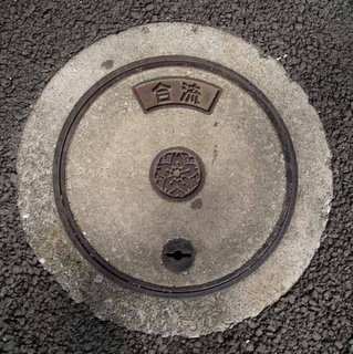 Combined sewer system manhole cover, Minato ward, Tokyo.
