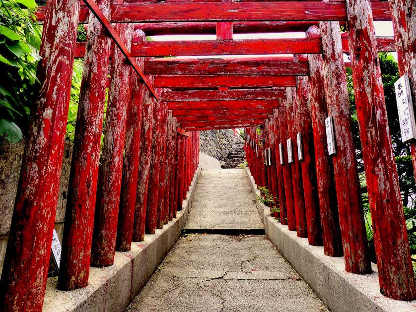 A tunnel of torii at Motonosumi Inari Shrine in Yamaguchi.