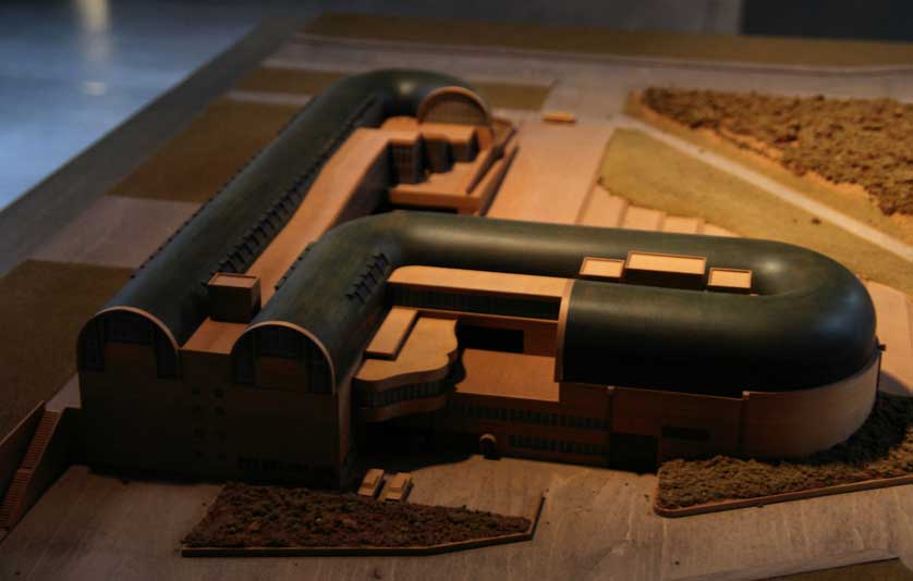 Model of the Kitakyushu Library designed by Arata Isozaki.