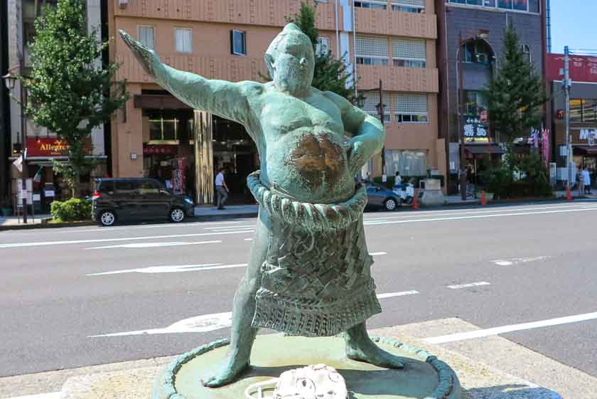 Roadside sumo statue, Ryogoku, Tokyo.