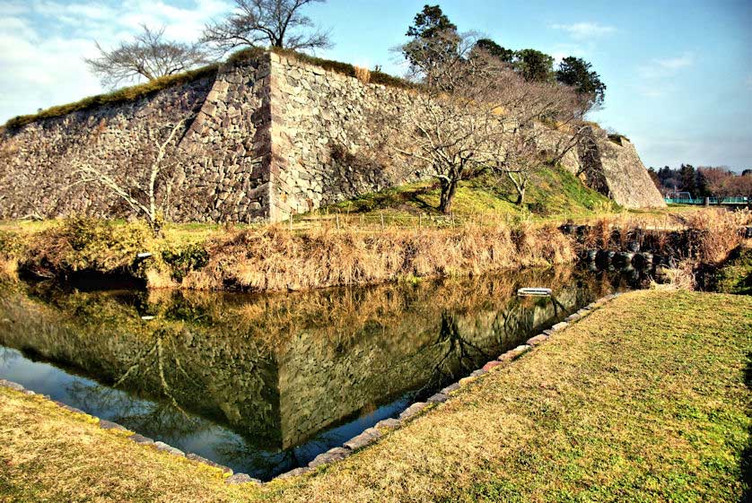 The inner moat at the southwest corner of Sasayama Castle.