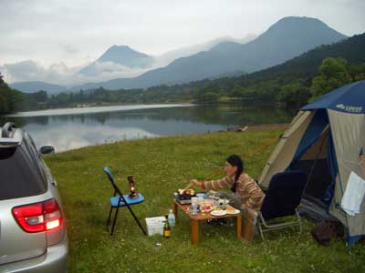 Camping, Lake Shitaka, Oita Prefecture.