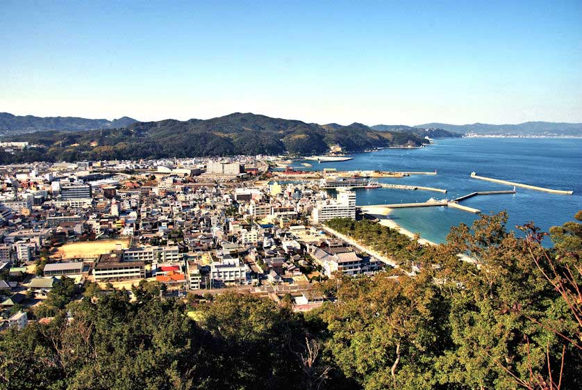 Looking down on Sumoto and Osaka Bay from Sumoto Castle ruins on Awajishima Island