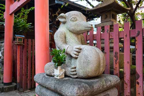 Tanuki statue at Yanagimori Shrine