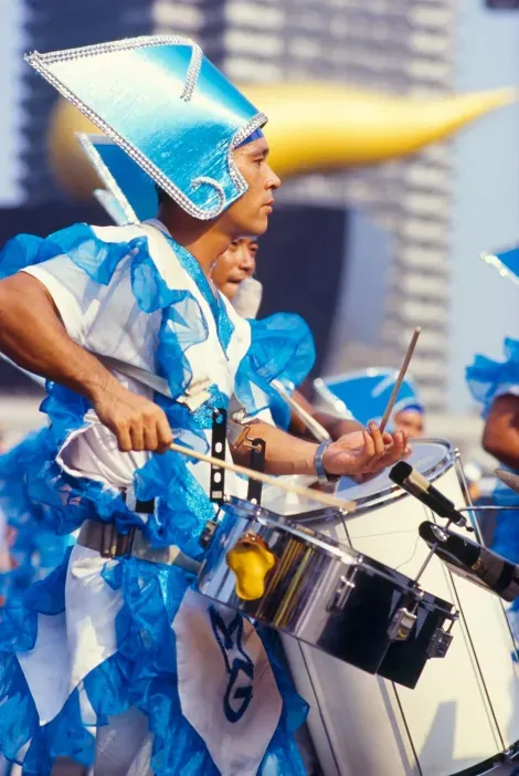 Parades Batukada (drums) rhythm Asakusa Samba festival in the Tokyo.
