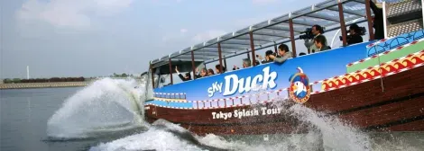 The plunge, when the bus Sky Duck becomes a boat.