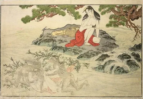 Estampe érotique de Utamaro: Ama et Kappa (1788)