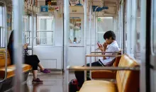 Inside a train in Nara