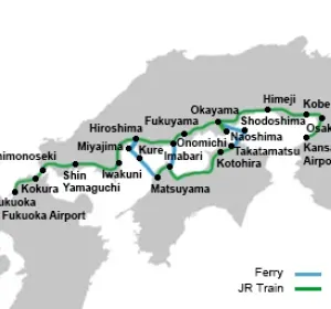 Setouchi area railway network map